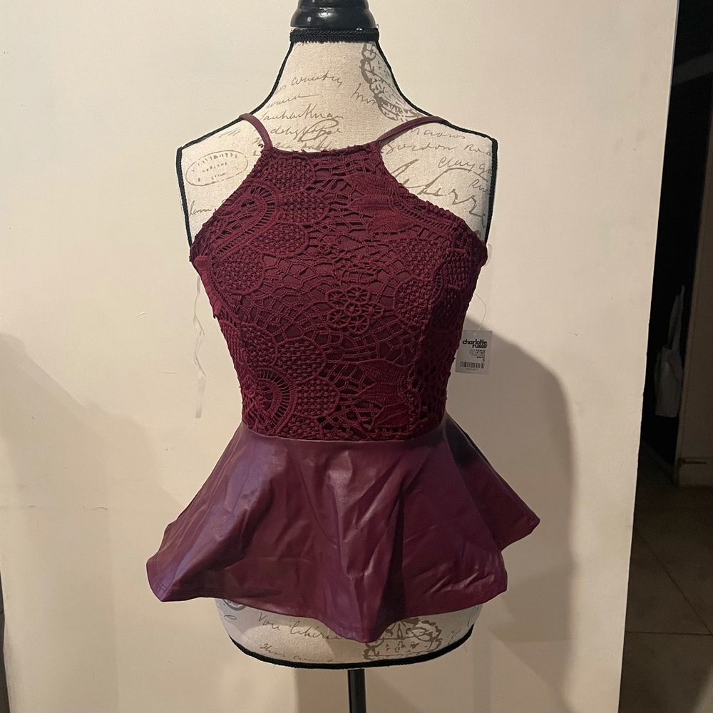Maroon dressy woman’s tank top in a size small
